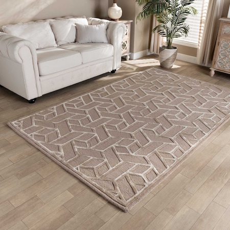 Baxton Studio Vigo Modern and Contemporary Sand Hand-Tufted Wool Blend Area Rug 188-11832-ZORO